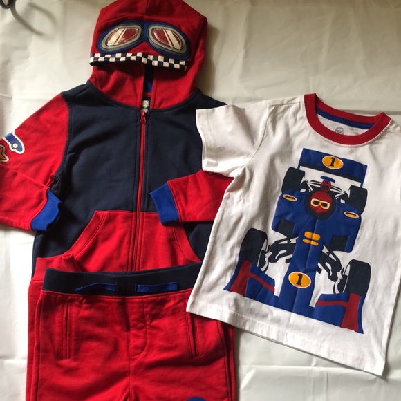 Outfit racecar toddler boys 3 piece size 5T Wonder Nation height 42-44.5" red - Picture 5 of 9